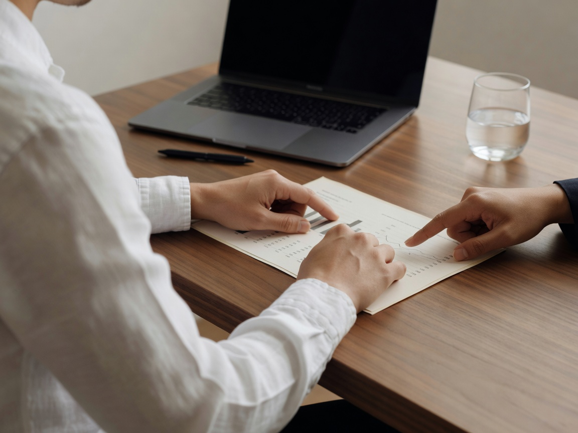An accountant walking a client through a financial report
